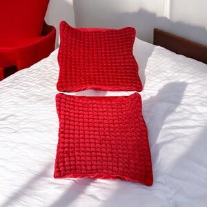 Set of 2 Cocoploceus Boho Throw Pillow Cover Shams Red Velvet Bubble Fluffy